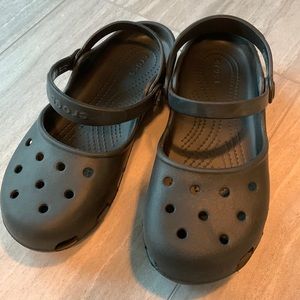 Black crocs Mary Jane style